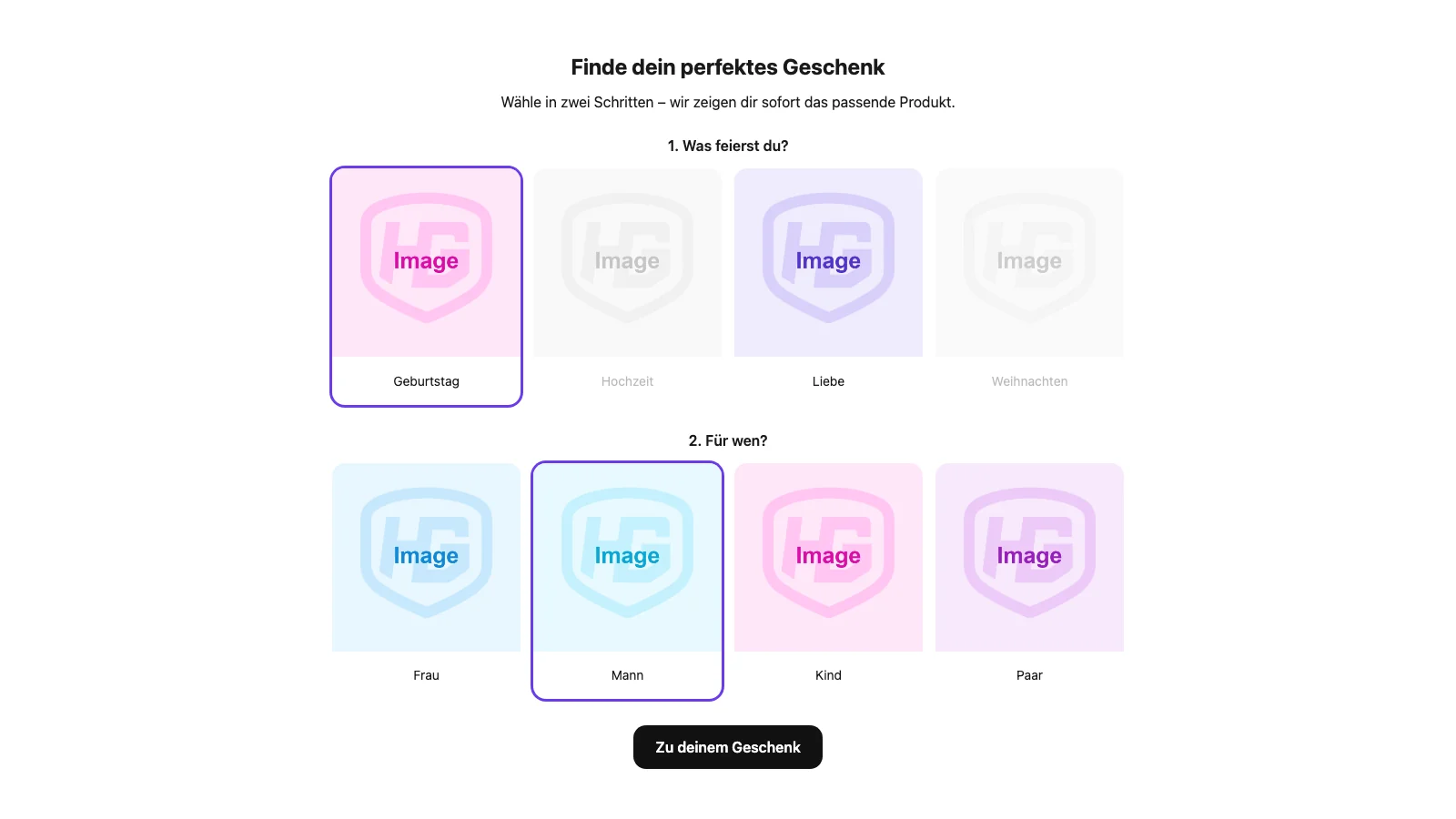 Finder with selected image cards