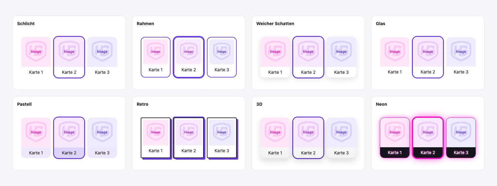 Overview of the HGDE MatchGrid card styles